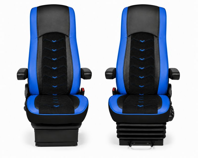 LUX Huse Scaune pentru DAF XF 106 2015-2021  Negru Albastru Camion PU Piele Alcantara