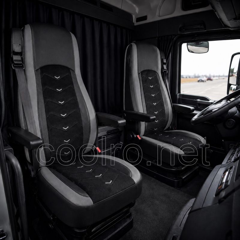LUX Huse Scaune pentru DAF XF 106 2015-2021  Negru Gri Camion PU Piele Alcantara