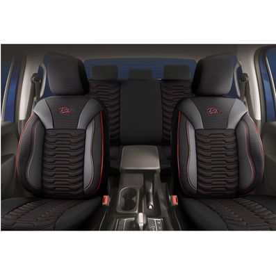 Huse Scaune PANDA PARIS pentru Masini Auto Universal Nergu Rosu Lux PU Piele Textil Set Complet