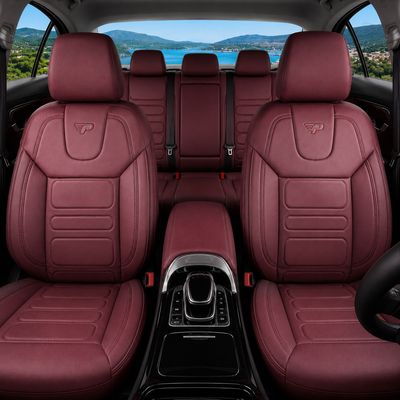Huse Scaune PANDA RODOS pentru Masini Auto Universal Rosu Lux PU Piele Set Complet