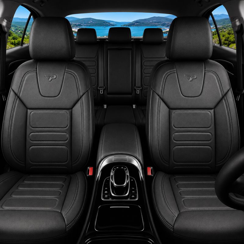 PANDA Huse Scaune pentru Masini Auto Universal Negru Lux PU Piele Set Complet