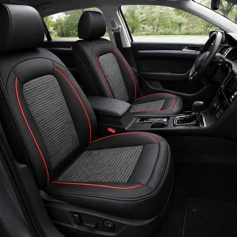 Huse Scaune pentru Masini Auto Universal Nergu Rosu Lux PU Piele Textil Set Complet