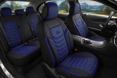 Huse Scaune PANDA FLORIDA pentru Masini Auto Universal Nergu Albastru Lux PU Piele Textil Set Complet