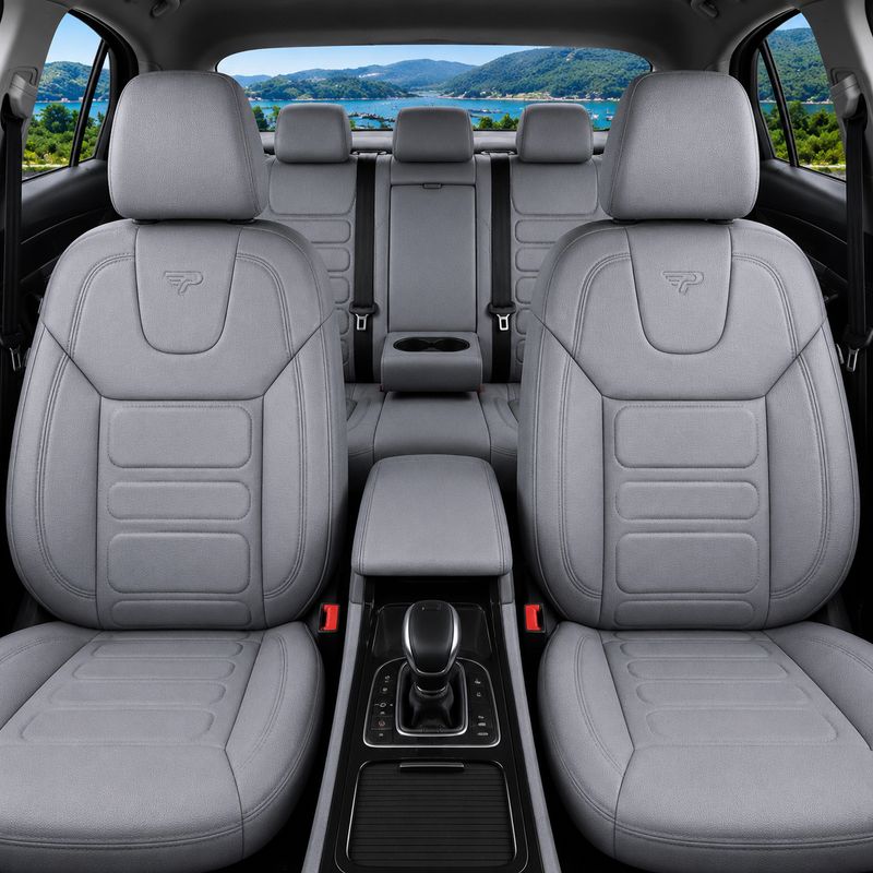 Huse Scaune PANDA RODOS pentru Masini Auto Universal Gri Lux PU Piele Set Complet
