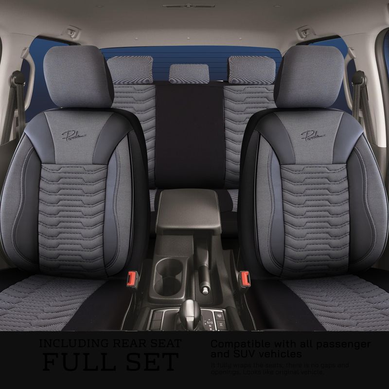 Huse Scaune PANDA PARIS pentru Masini Auto Universal Nergu Gri Lux PU Piele Textil Set Complet