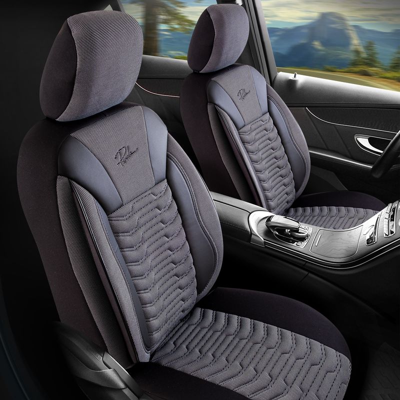 Huse Scaune PANDA PARIS pentru Masini Auto Universal Nergu Gri Lux PU Piele Textil Set Complet