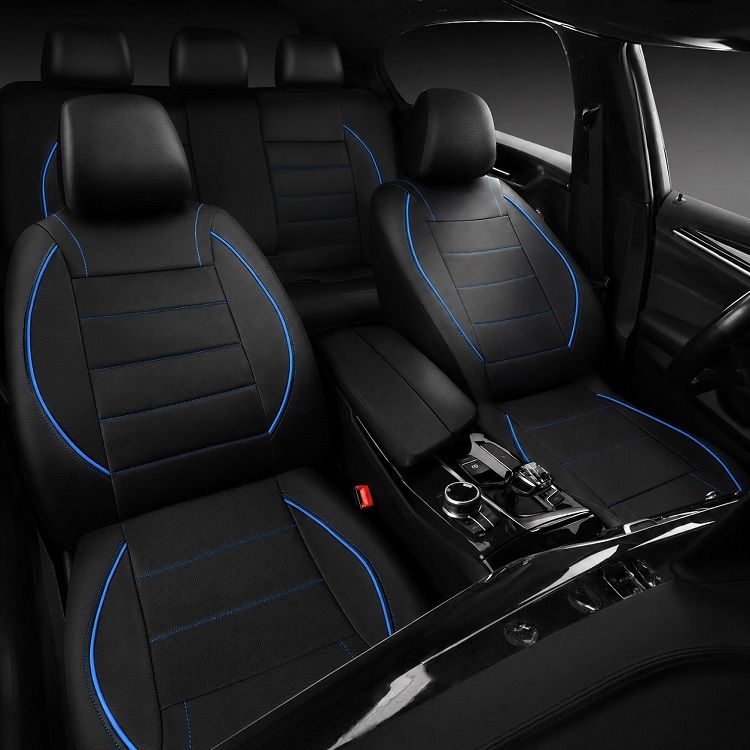 Huse Scaune pentru Masini Auto Universal Nergu Albastru Lux PU Piele Set Complet
