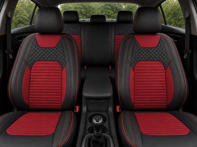 Huse Scaune Auto Universal Nergu Rosu Lux PU Piele si Textil Set Complet