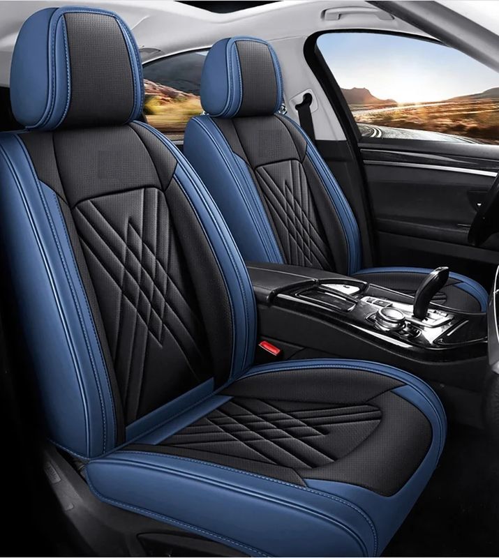 Huse Scaune pentru Masini Auto Universal Nergu Albastru Lux PU Piele Set Complet