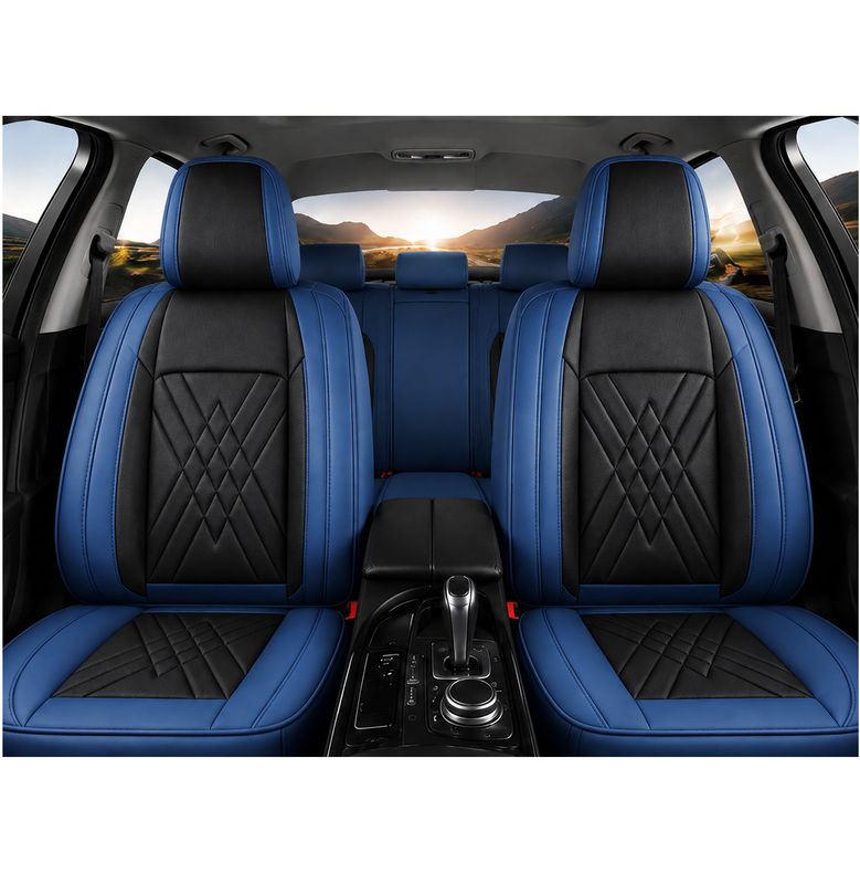Huse Scaune pentru Masini Auto Universal Nergu Albastru Lux PU Piele Set Complet