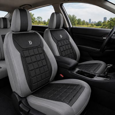 Huse Scaune pentru Masini Auto Universal Nergu Gri Lux PU Piele Set Complet