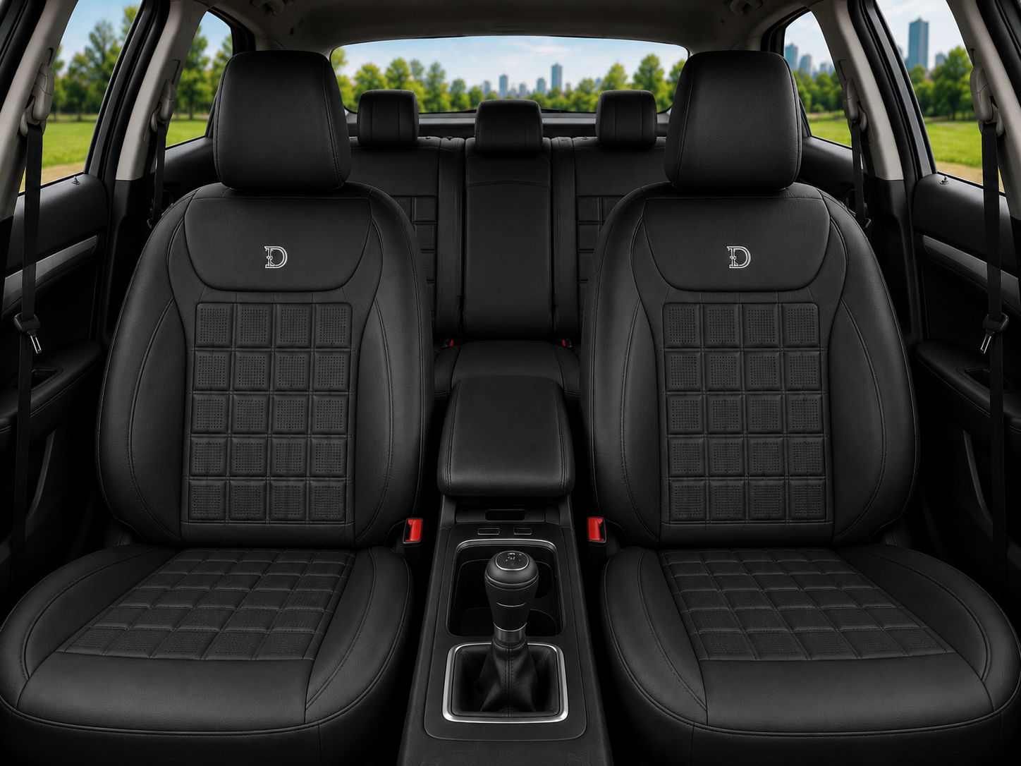Huse Scaune pentru Masini Auto Universal Negru Lux PU Piele Set Complet
