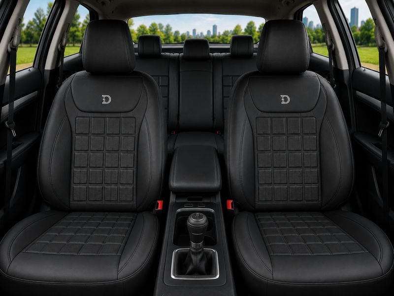 Huse Scaune pentru Masini Auto Universal Negru Lux PU Piele Set Complet
