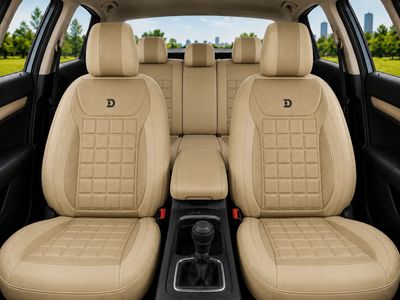 Huse Scaune pentru Masini Auto Universal Bej Lux PU Piele Set Complet