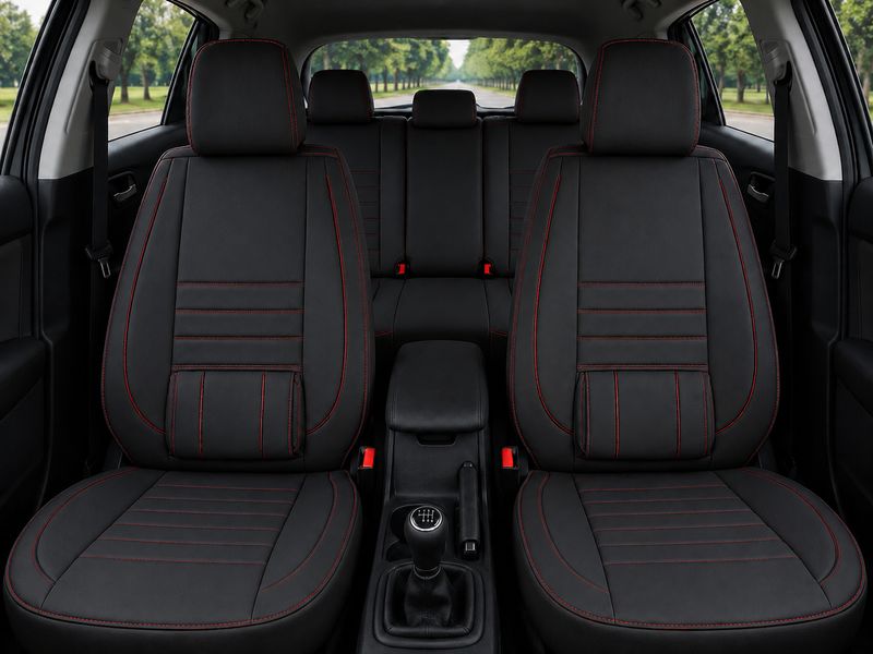 Huse Scaune Auto Universal Tapiţerie Masini Negru Rosu Lux PU Piele Set Complet Huse Scaune Auto Universal Tapiţerie Masini Negru Rosu Lux PU Piele Set Complet
