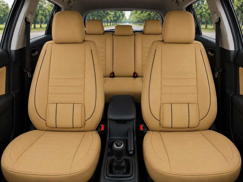 Huse Scaune Auto Universal Tapiţerie Masini Bej Lux PU Piele Set Complet Huse Scaune Auto Universal Tapiţerie Masini Bej Lux PU Piele Set Complet