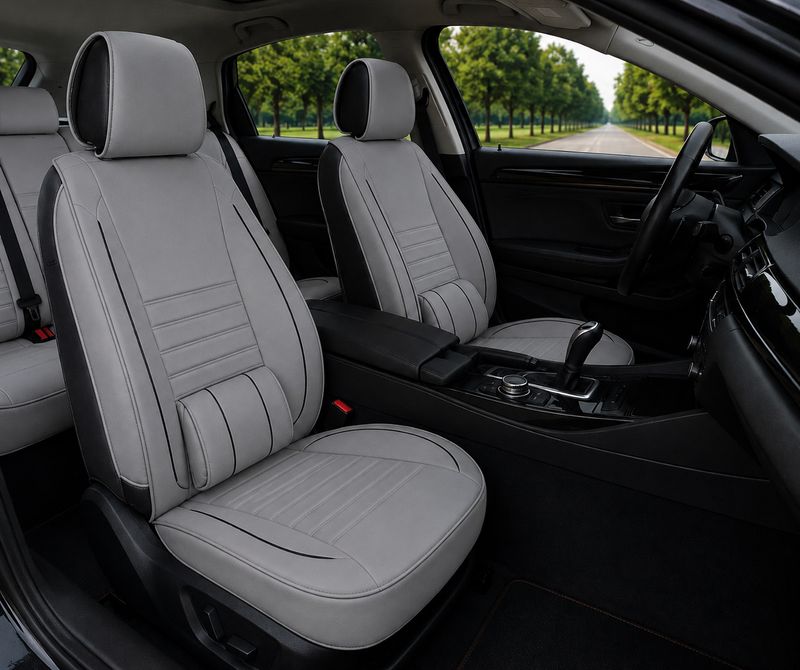 Huse Scaune Auto Universal Tapiţerie Masini Gri Lux PU Piele Set Complet