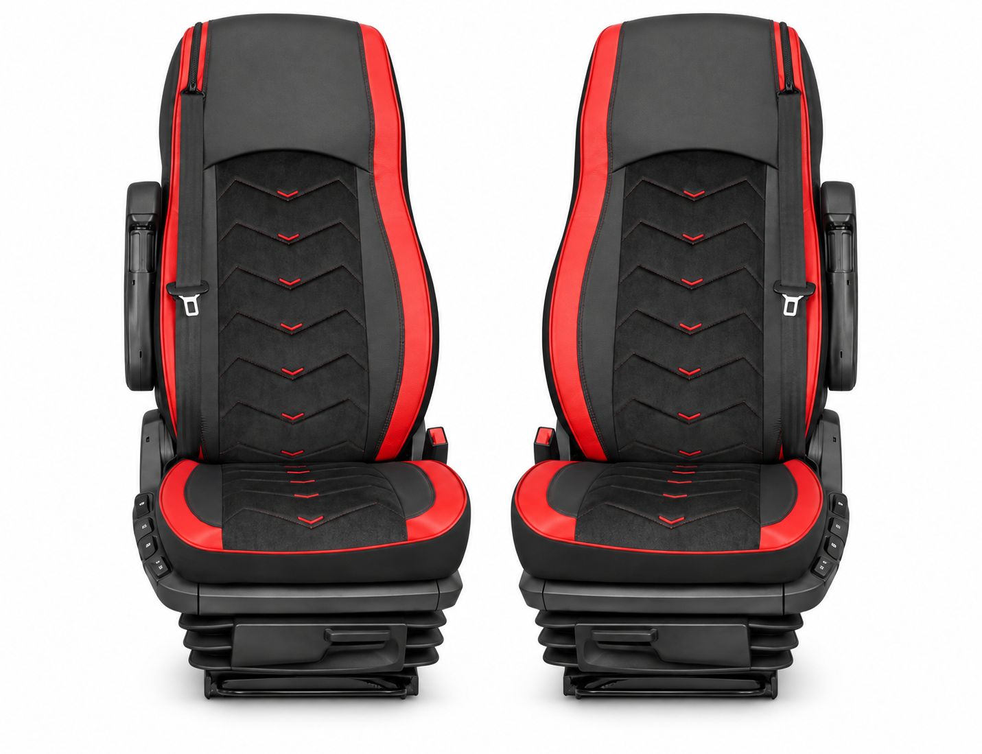 LUX Huse Scaune pentru DAF XG 2021+  Negru Rosu Camion PU Piele Alcantara