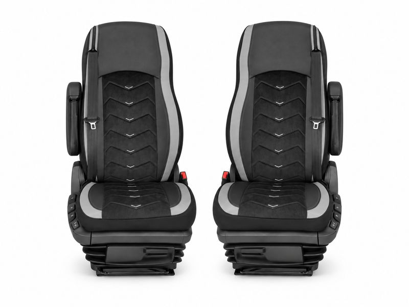 LUX Huse Scaune pentru DAF XG 2021+  Negru Gri Camion PU Piele Alcantara