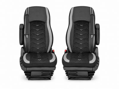 LUX Huse Scaune pentru DAF XG 2021+  Negru Gri Camion PU Piele Alcantara