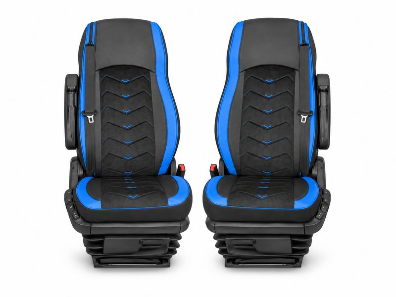 LUX Huse Scaune pentru DAF XG 2021+  Negru Albastru Camion PU Piele Alcantara