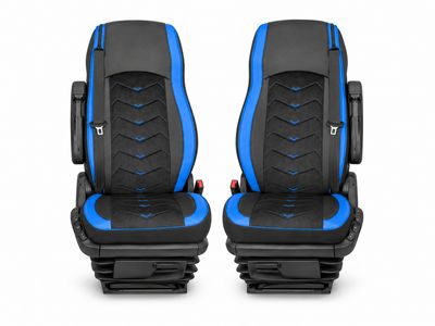 LUX Huse Scaune pentru DAF XG 2021+  Negru Albastru Camion PU Piele Alcantara