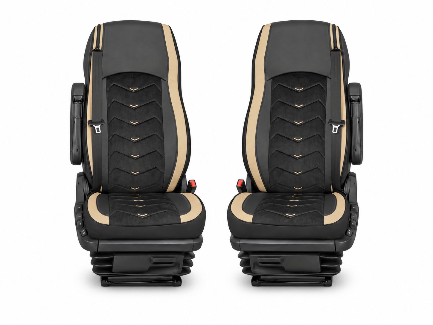 LUX Huse Scaune pentru DAF XG 2021+  Negru Bej Camion PU Piele Alcantara