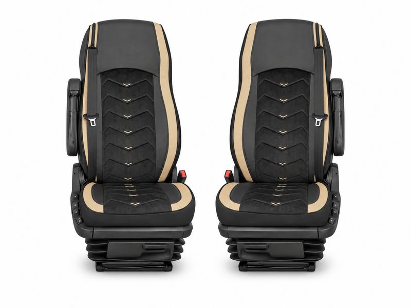 LUX Huse Scaune pentru DAF XG 2021+  Negru Bej Camion PU Piele Alcantara