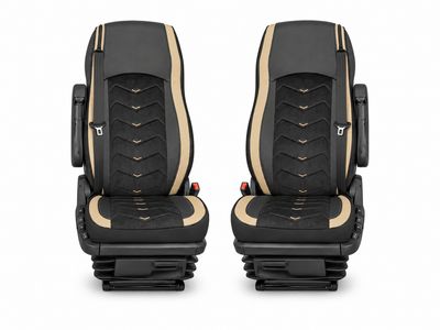 LUX Huse Scaune pentru DAF XG 2021+  Negru Bej Camion PU Piele Alcantara