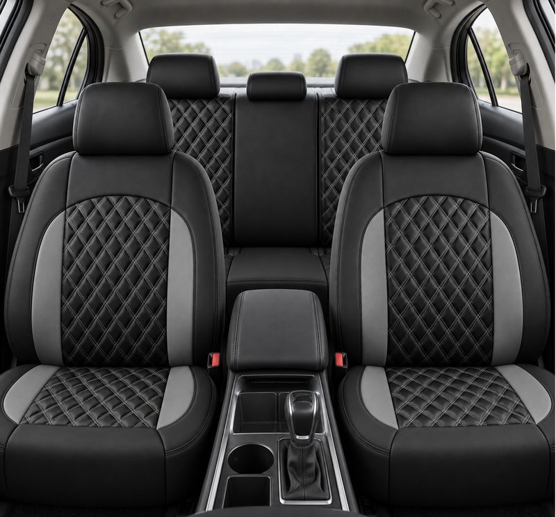 Huse Scaune pentru Masini Auto Universal Nergu Gri Lux PU Piele Set Complet