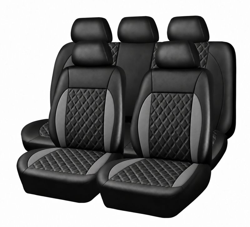 Huse Scaune pentru Masini Auto Universal Nergu Gri Lux PU Piele Set Complet