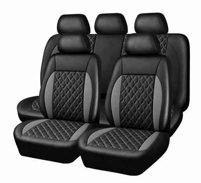 Huse Scaune pentru Masini Auto Universal Nergu Gri Lux PU Piele Set Complet