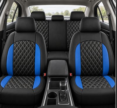 Huse Scaune pentru Masini Auto Universal Nergu Albastru Lux PU Piele Set Complet