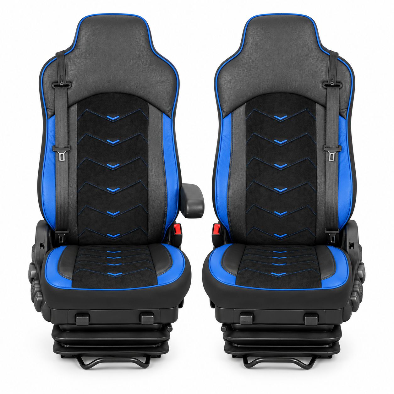 Huse scaune pentru IVECO STRALIS HI-WAY 2005-2019  Negru Albastru Camion Lux PU Piele Alcantara