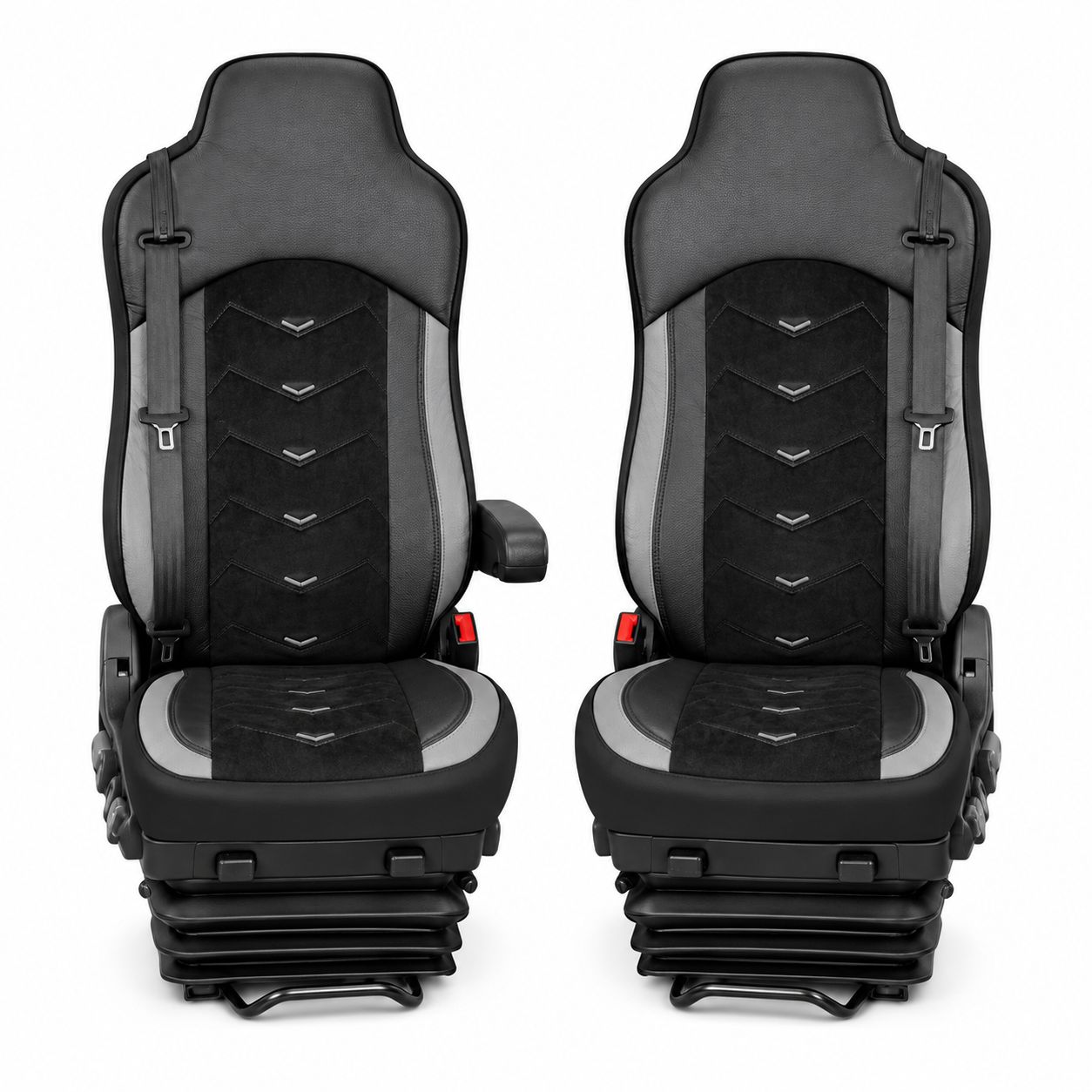 Huse scaune pentru IVECO STRALIS HI-WAY 2005-2019  Negru Gri Camion Lux PU Piele Alcantara