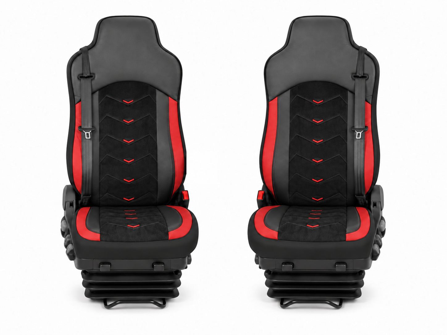 Huse scaune pentru IVECO STRALIS HI-WAY 2005-2019  Negru Rosu Camion Lux PU Piele Alcantara