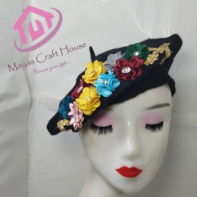 Black embellished Beret