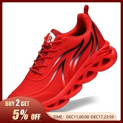 Fashion Running Shoes Men Flame Printed Sneakers Knit Athletic Sports Blade Cushioning Jogging Trainers Lightweight