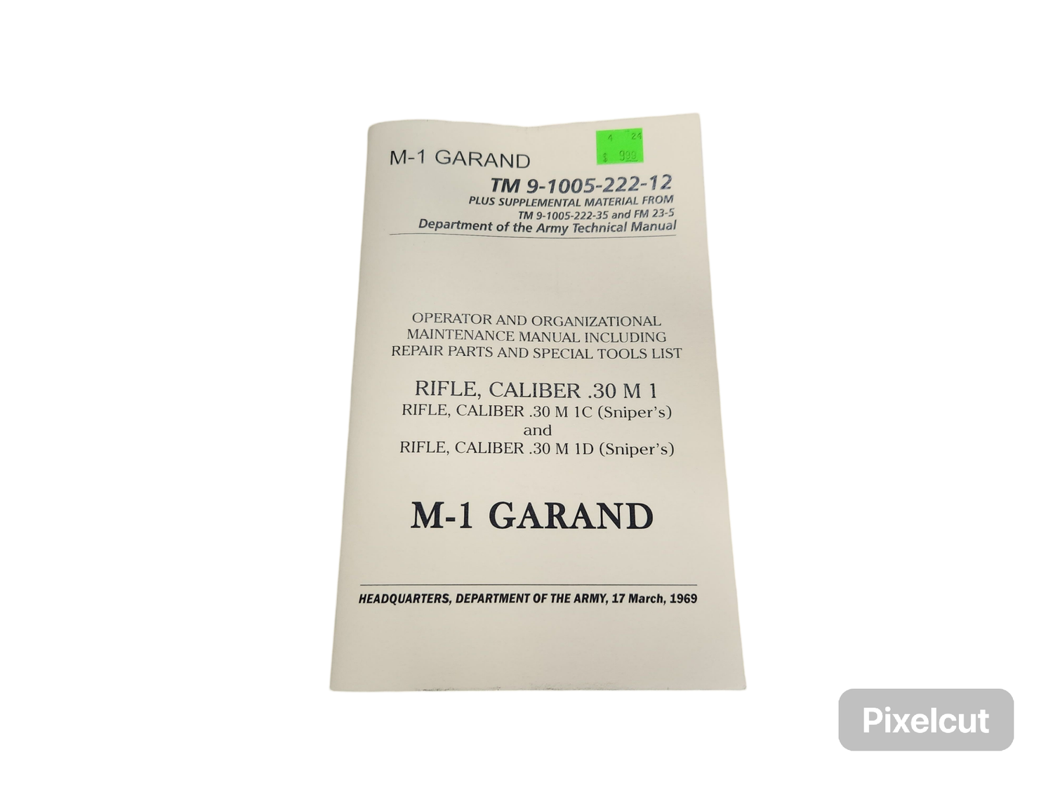 M-1 GARAND RIFLE, CALIBER .30 M 1 Manual