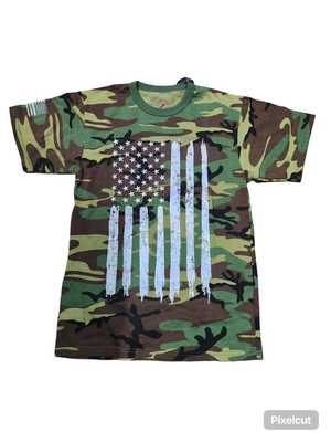 ROTHCO T-SHIRT US FLAG WOODLAND