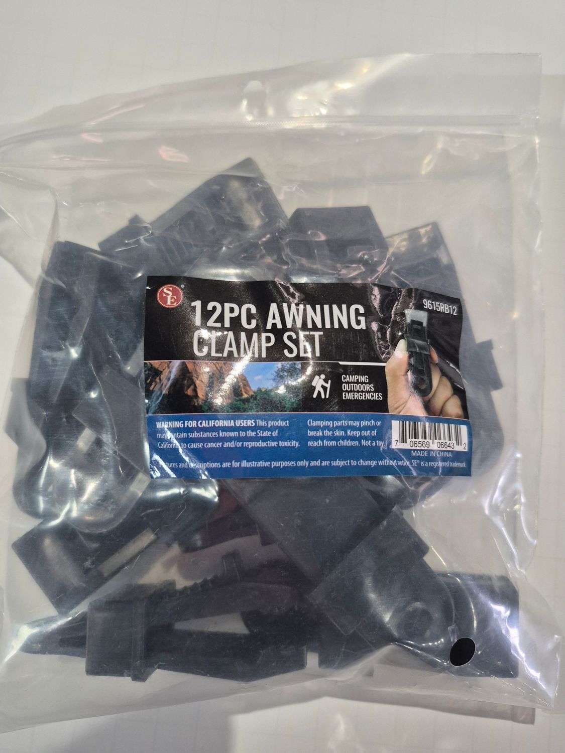 12PC AWNING CLAMP SET BLACK