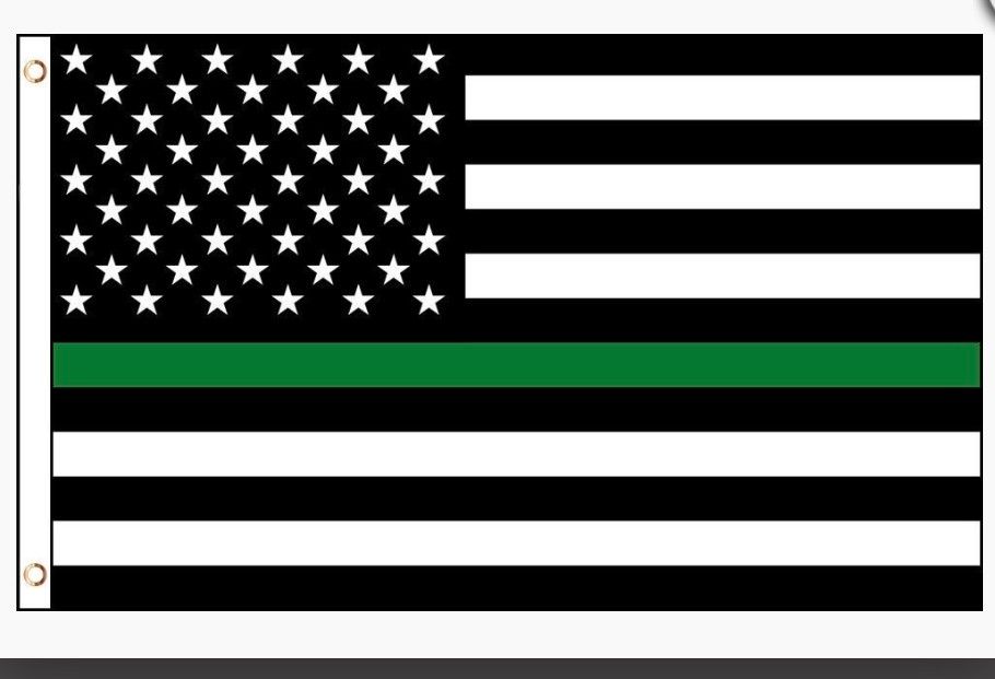 3x5 POLY GREEN LINE USA FLAG