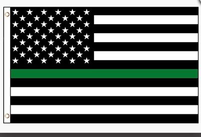 3x5 POLY GREEN LINE USA FLAG