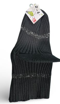 Broner Rib Knit 2 in 1 mask with Peak, black