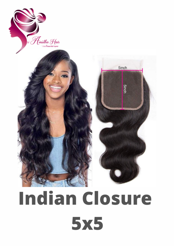 Indian Handmade Closure wavy ( 4x4 , 5x5 )
