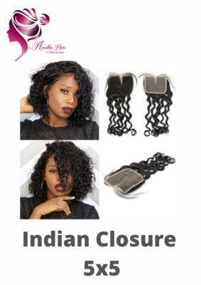 Indian Handmade Closure Curly ( 4x4 , 5x5 )