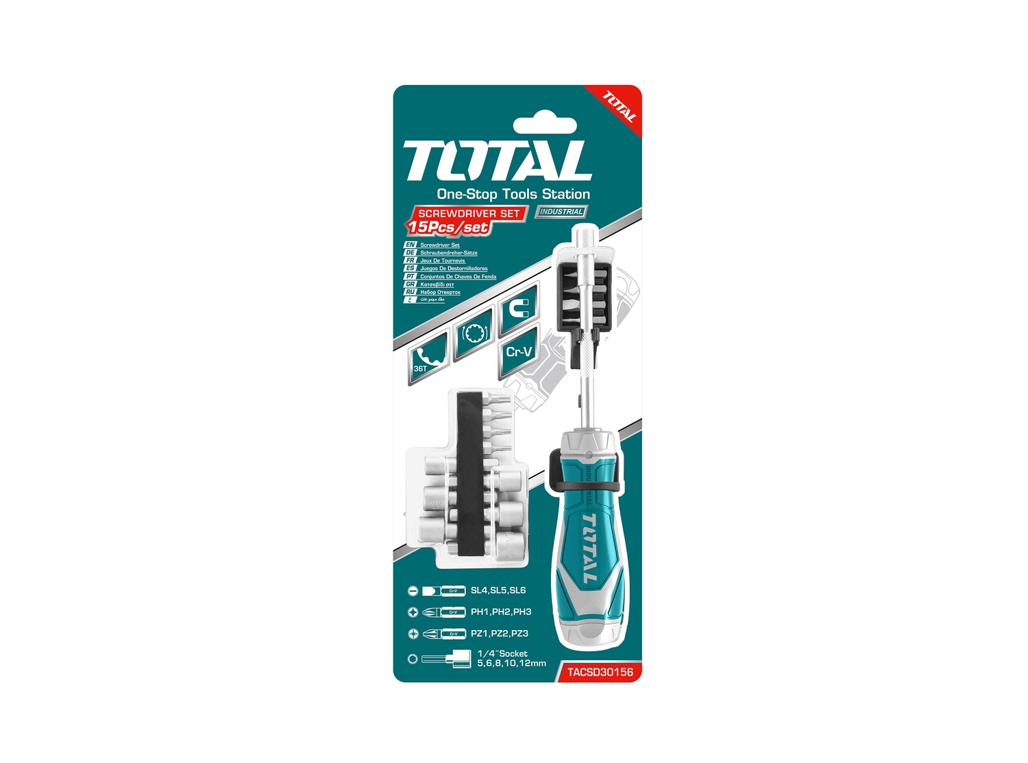 Total 15 in 1 Ratchet Screwdriver Set- TACSD30156