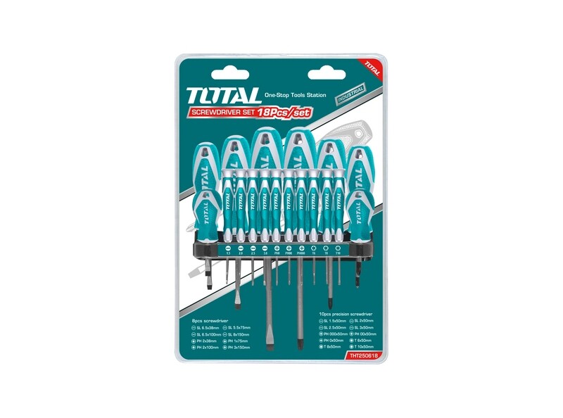 Total 18PCS Cr.V Screwdriver &amp; Precision Crewdriver Set- THT250618