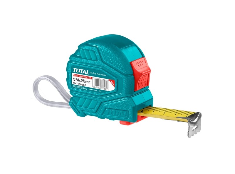 Total 5Mx25mm Double Button Steel Measuring Tape- TMT126352