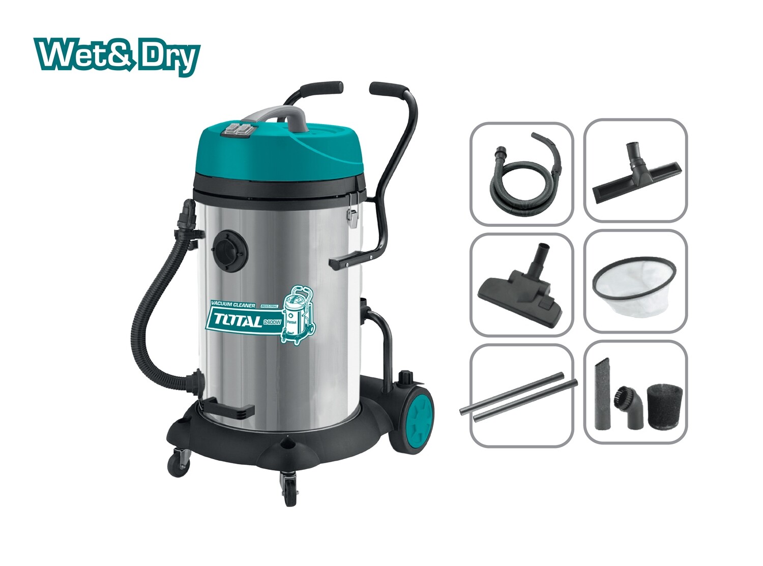 Total Heavy Duty Vacuum Cleaner Wet &amp; Dry  2x1200W - TVC24751